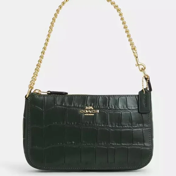NWT Coach Nolita Green Croc-Embossed Leather Bag - Picture 1 of 7